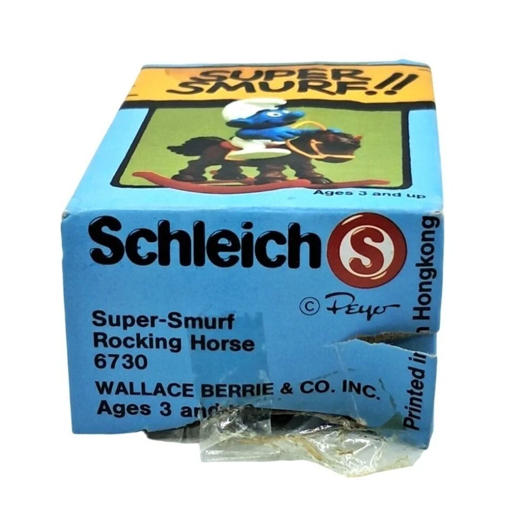 Vintage Wallace‎ Berrie Super Smurf Rocking Horse Figurine By Schleich Hong Kong